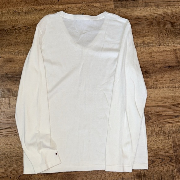 TOMMY HILFIGER White V-Neck Sweater with Stud Accents - Picture 4 of 6